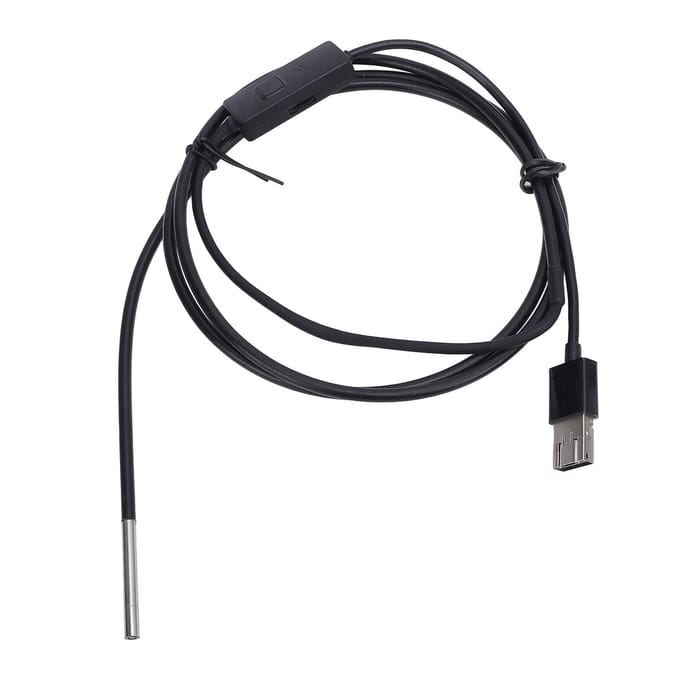 Endoscope USB Étanche TYPE C Caméra 6 Lumières LED Réglables HD Boroscope Industriel 3,9 mm 1 m Profondeur de Champ 3,8 cm black