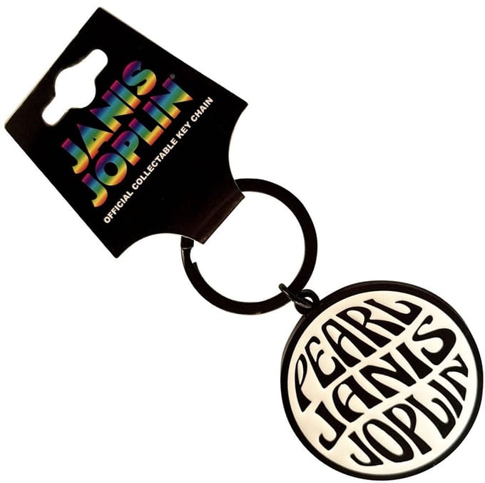 Janis Joplin - Pearl Emblem Mono Sleutelhanger - Gebroken wit/Zwart