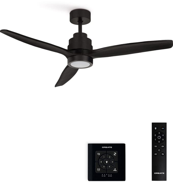 CREATE - Stille plafondventilator van 40 W met technische ABS-bladen, verkrijgbaar in verschillende maten - M - Met licht - Controller voor wandmontage - WIND STYLANCE