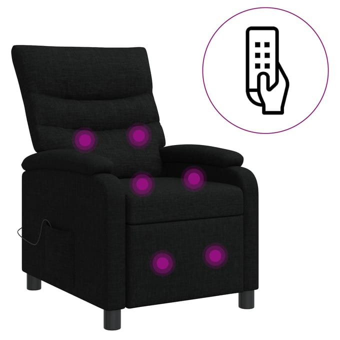 vidaXL - Massage - Relaxstoel - Zwart - Stof