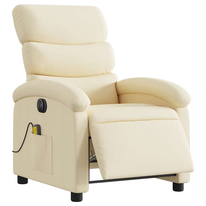 vidaXL - Massagestoel - elektrisch - verstelbaar - stof - crèmekleurig