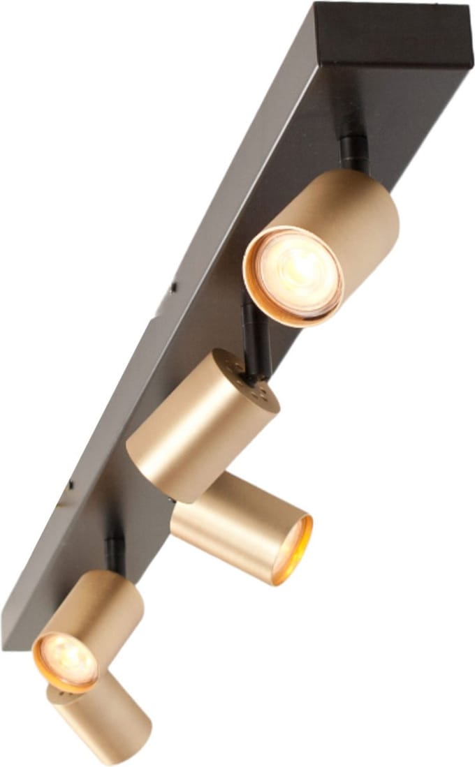 Balkspot | 11 cm | serie Bounce zwart goud | 5 lichts | GU10 | goud messing zwart | metaal | functionele accentverlichting