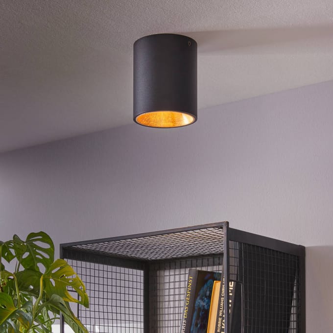 EGLO Polasso - Plafondlamp - 1 Lichts - LED - Ø100mm. - Zwart, Goud