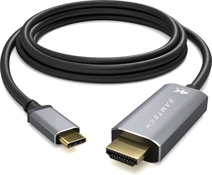 SAMTECH USB C naar HDMI Kabel - HDMI Switch - 4K@30Hz - 1.8 meter - Premium Gold Plated - Aluminium