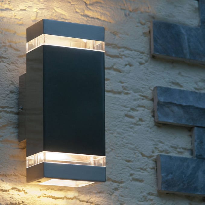 LUTEC Buitenwandlamp Focus, roestvrij staal
