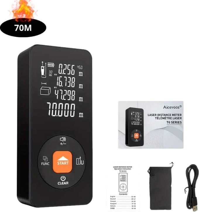 Nivard Laserafstandsmeter - Laser - Afstandsmeter - Afstandmeter - Rangefinder - Digitale Meetlint - Precisiegereedschap - 70 Meter