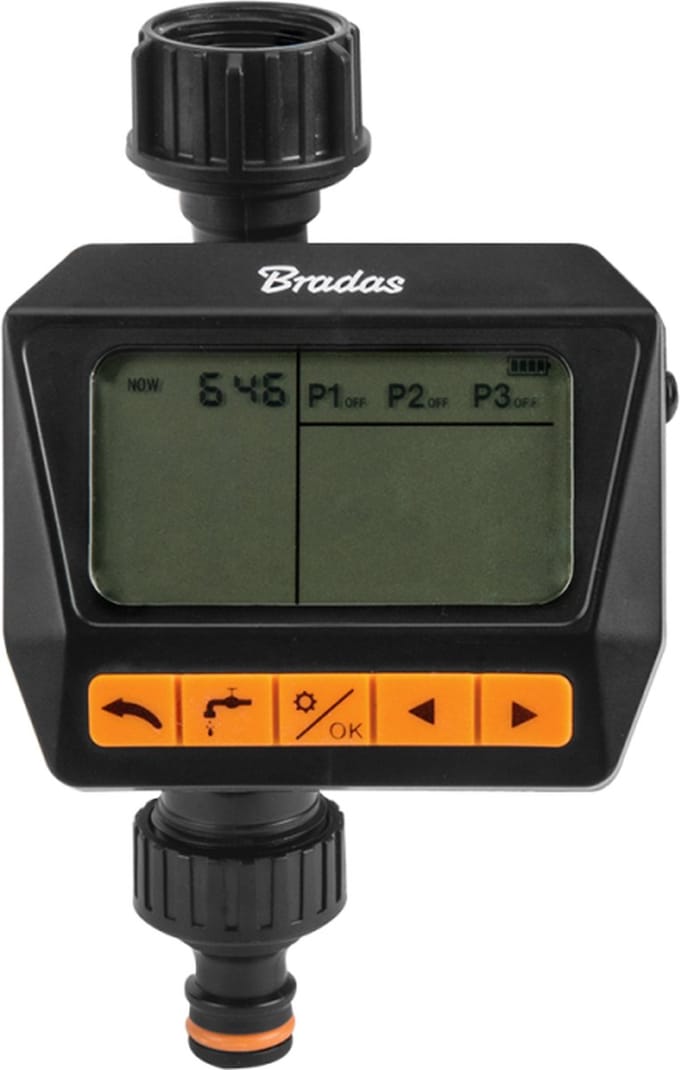 Bradas BLACK LINE Digitale Irrigatiecontroller – 3 Programma’s – LCD Display – Automatisch & Handmatig – ¾" Kraanaansluiting