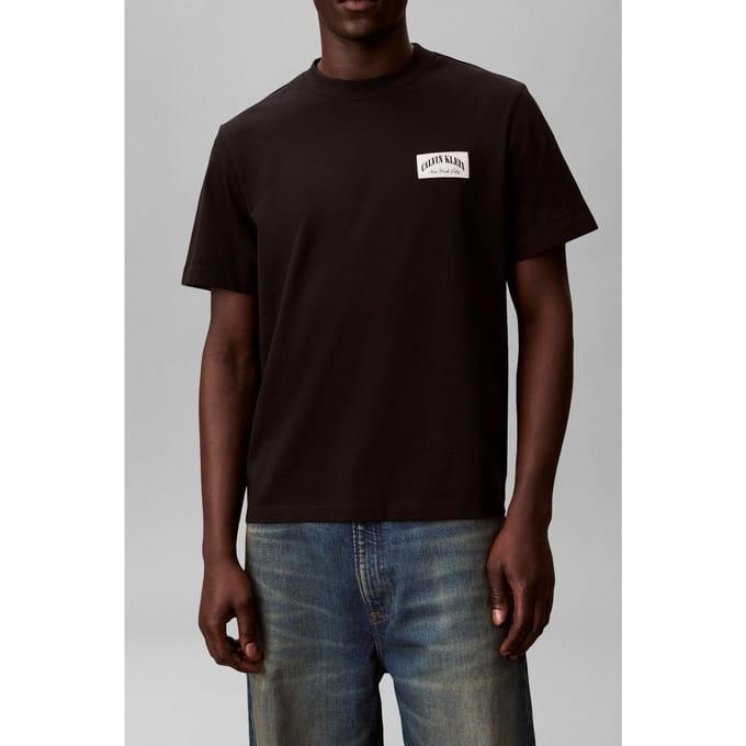 Calvin Klein Ss 20s Easy Collegia Tee Black Taglia: M | Magliette basic Outlet | Uomo | Nero