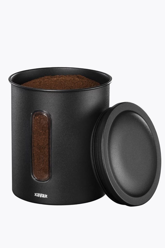 Xavax Koffieblik   500 g Zwart   Koffieblikken   Luchtdichte voorraadpot met kijkvenster voor vers behoud van bonen en gemalen koffie