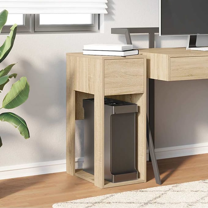 vidaXL - Computertorenstandaard - met - lade - 30x44x74 - cm - sonoma - eikenkleurig