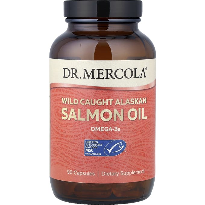 Dr. Mercola, Huile de Saumon Sauvage d'Alaska, 90 Capsules