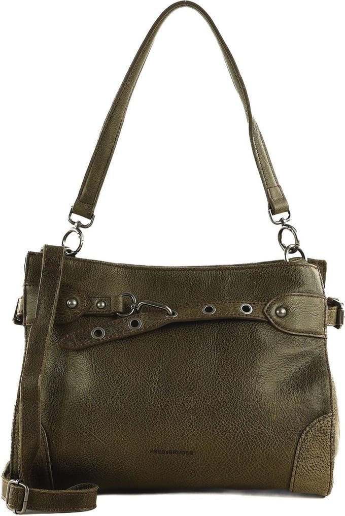 FREDsBRUDER Leren Schoudertas Belt It Handbag Olive Olijfgroen