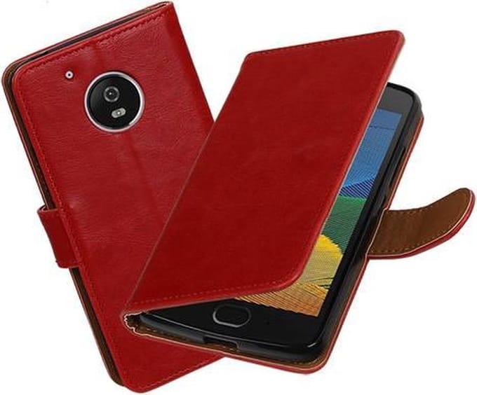 BestCases.nl Rood Pull-Up PU booktype hoesje Motorola Moto G5