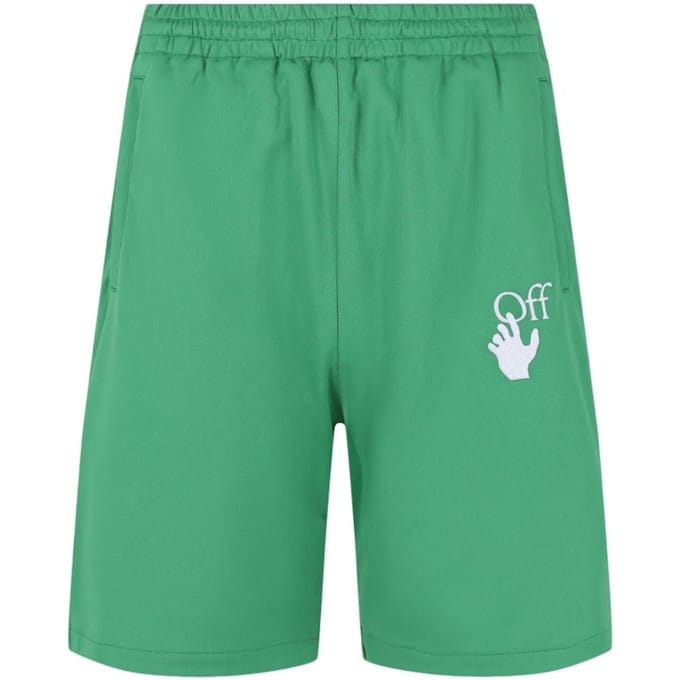 Gebroken witte Hands Off Logo Skate Fit groene trainingsbroek