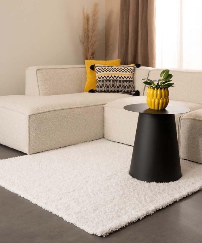 Vierkant hoogpolig vloerkleed - Shaggy Trend wit 200x200