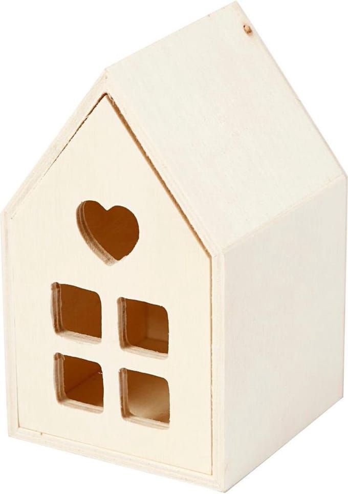 Huis met lade, H: 10,8 cm, D: 6,8 cm, B: 6,8 cm, 1 stuk