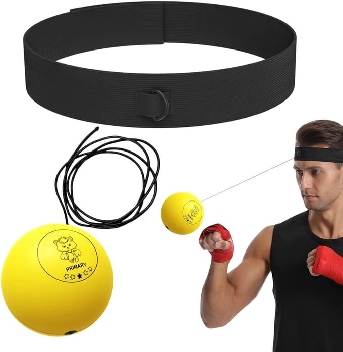 Boksreflexbal Set - Trainingsbal Hoofdband - Verbeter Reflexen - Duurzaam PU Schuim - 3 Ballen - Geel