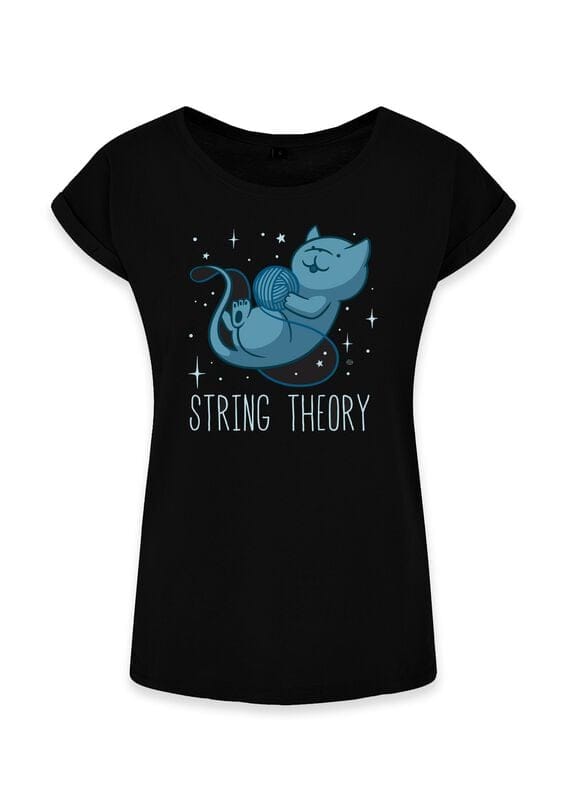 Goodie Two Sleeves - Fun T-shirt - String Theory - S - voor Vrouwen - zwart