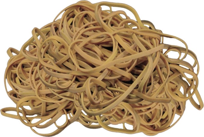 1 kg - Elastiek -  naturel - diameter 80mm - breedte 3mm - in zak - ca 850 stuks