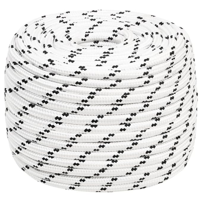 vidaXL - Boottouw - gevlochten - 14 - mmx25 - m - polyester - wit