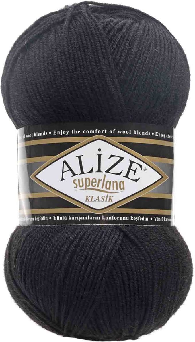 Alize Superlana Klasik Black 60 Pakket 5 Bollen 500 Gram