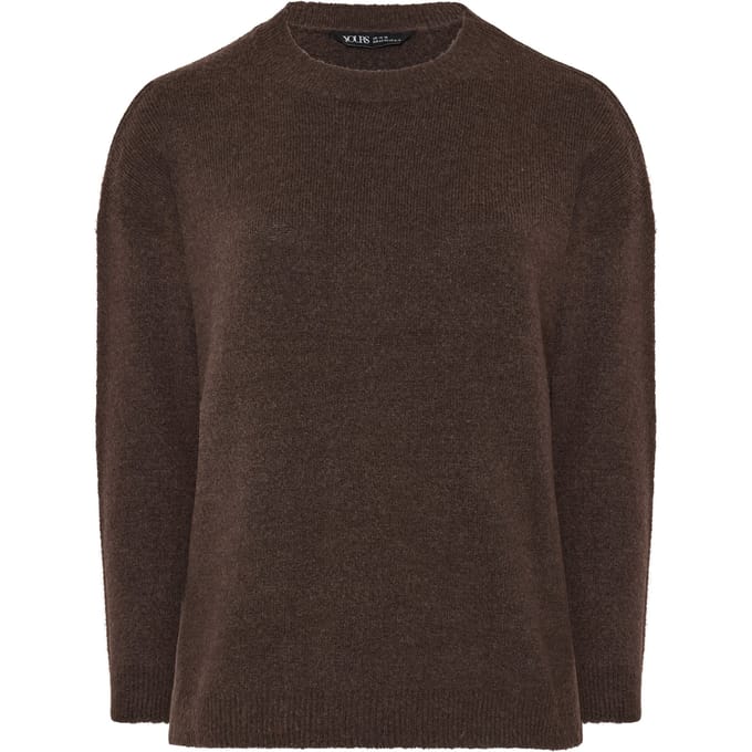 Yours Chocoladebruine Zachte Trui Met Ronde Hals Size 54-56