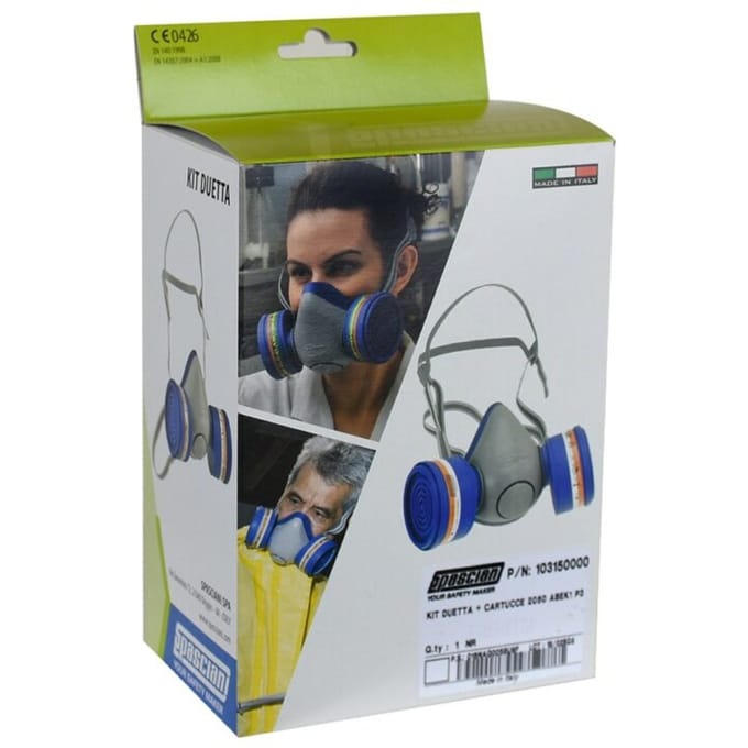 Half gelaatsmasker | Spasciani KIT DUETTA met filters 2050, ffp3