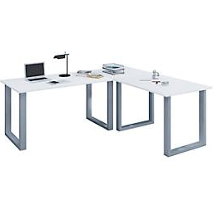 VCM VCM Holz Schreibtisch | Eckschreibtisch schlicht | 130x130 | L Form links oder rechts | Arbeitstisch Platte 50 cm tief | Computertisch Büromöbel - Lona U