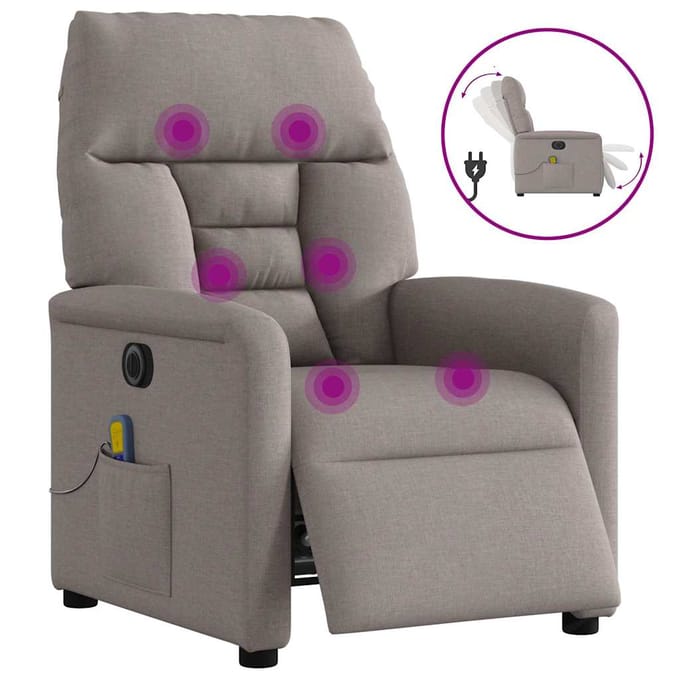 vidaXL - Massagestoel - elektrisch - verstelbaar - stof - taupe