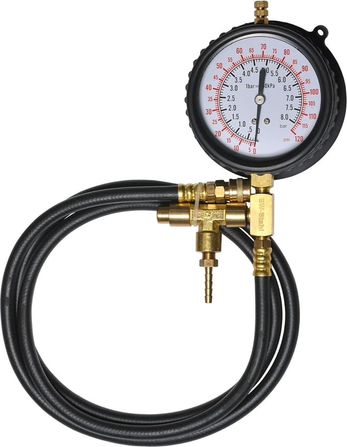 SW-Stahl 26073L-M Manometer met slang, 0-8 bar
