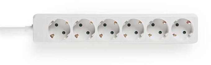 Nedis Stekkerdoos - Randaarde stekker / Type F (CEE 7/7) - 6-wegs - 1.50 m - 3680 W - 16 A - Wit