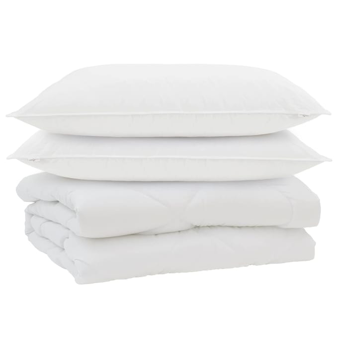 vidaXL - Dekbed - met - kussen - 3 - st - Wit - Microvezel