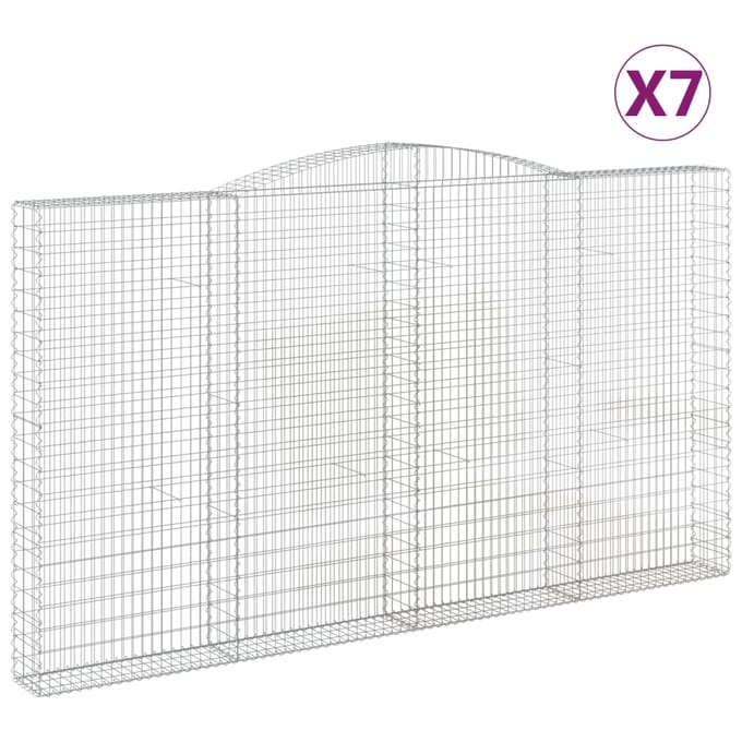 vidaXL - Schanskorven - 7 - st - gewelfd - 400x30x220/240 - cm - ijzer
