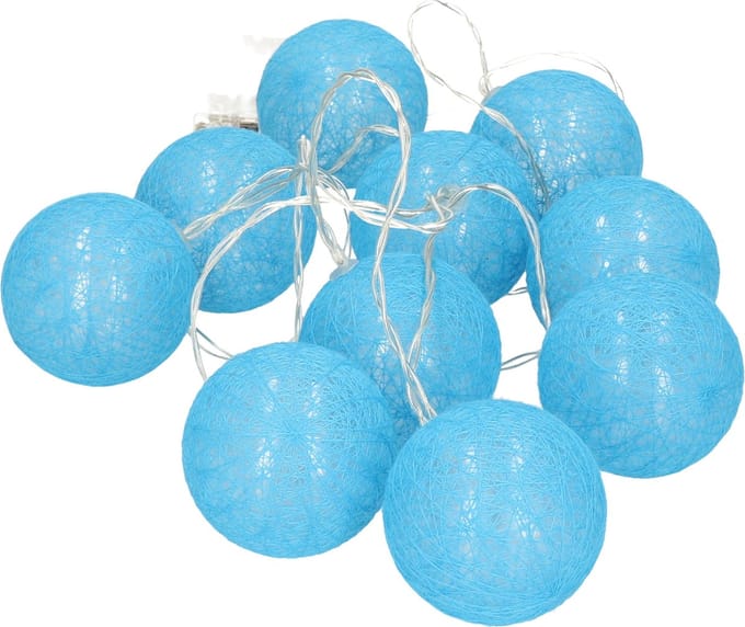 Krist+ lichtsnoer 10 led balletjes - blauw - 200 cm -batterij