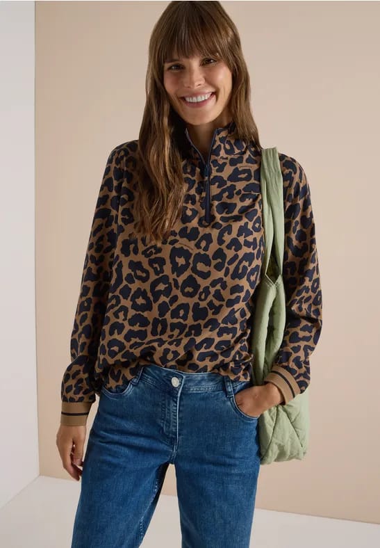 Blouse met opstaande kraag en ritssluiting