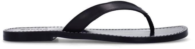 Sacha - Dames - Zwarte leren teenslippers - Maat 40