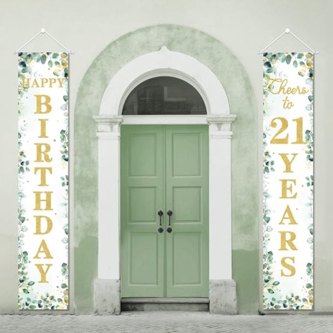 Allecto - Deur Banner - 21e Verjaardag Decoraties - Salie Groen