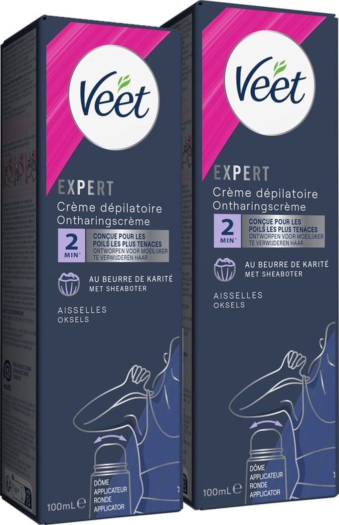 Veet - Expert - Ontharingscreme Oksels 100ml - 2 Stuks - Voordeelverpakking