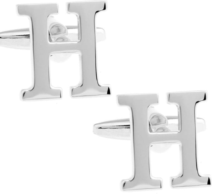 Amanto Manchetknopen Letter H - 316L Staal - Alfabet - 15,5 x 15mm