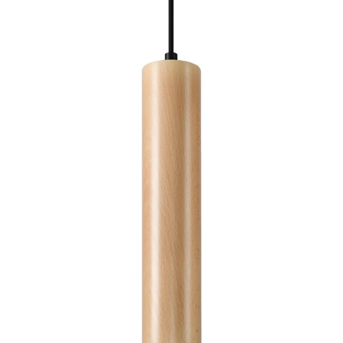 Hanglamp LINO met slanke houten buiskap - Sollux Lighting - IP20 - Natuurlijk hout hout behuizing - 8 x 8 x 105 cm - 1 x GU10 LED, exclusief lichtbron - Max. 10 W - Scandinavische hanglamp voor keuken, eetkamer en woonkamer