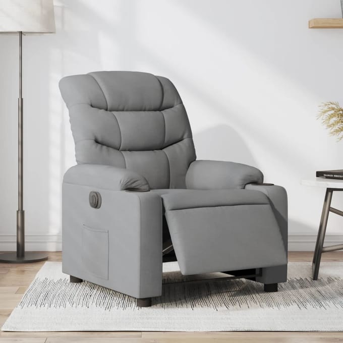 vidaXL - Fauteuil - elektrisch - verstelbaar - stof - lichtgrijs