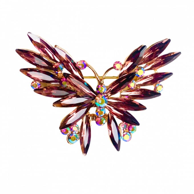 Broche vlinder oud roze bruin - Charme Bijoux