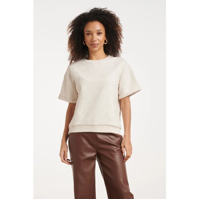 Smashed Lemon Top met ton-sur-ton geborduurd print |