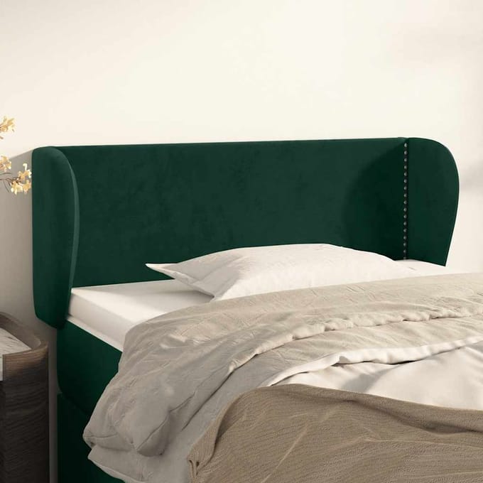 vidaXL Hoofdbord met randen 103x23x78/88 cm fluweel donkergroen