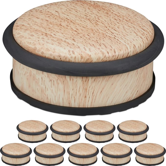10x deurstopper binnen - deurhouder - houtlook - deurvastzetter - rubber - H 5cm
