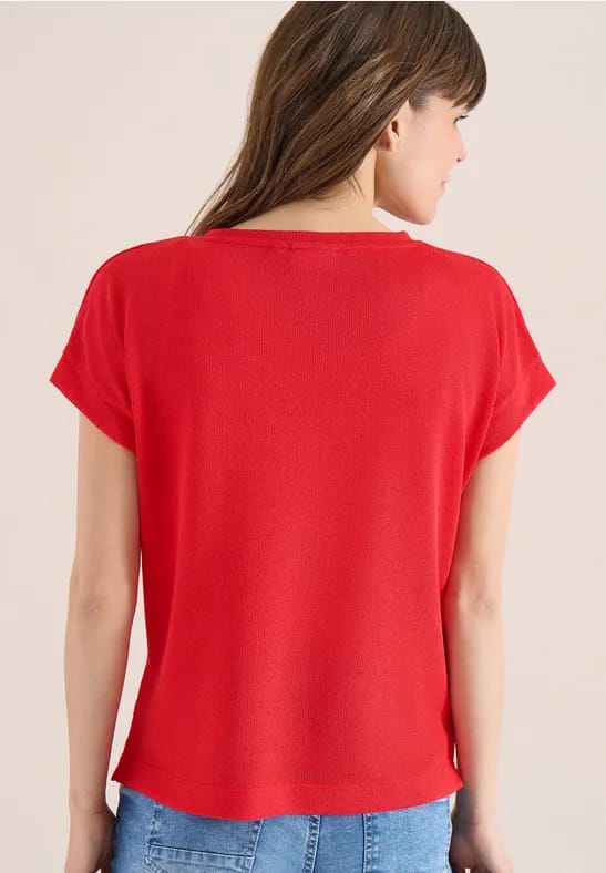 Shirt met boothals in gebreide look
