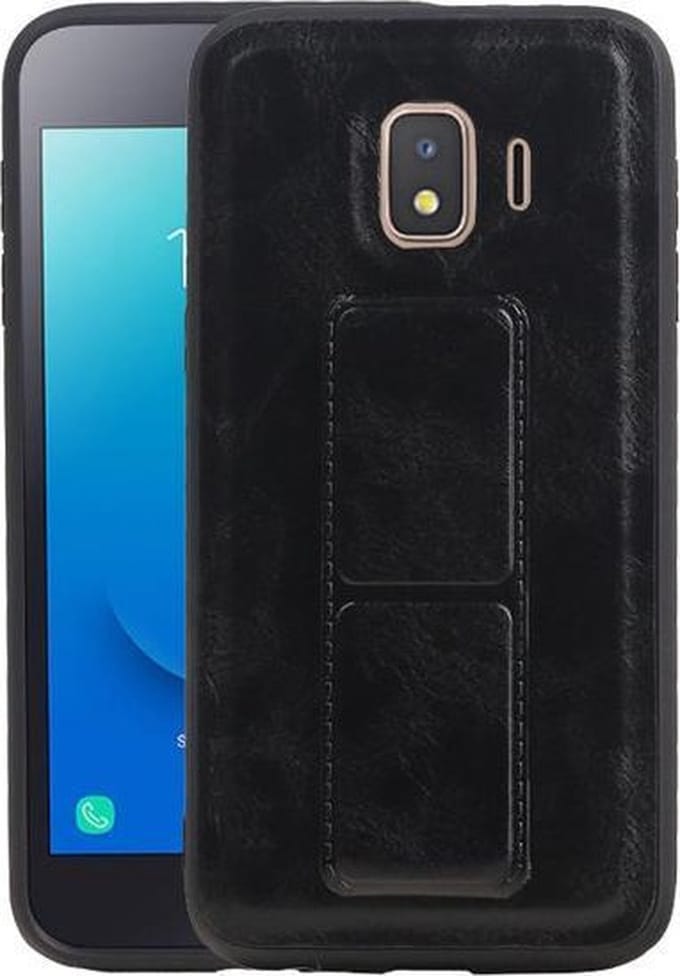 Grip Stand Hardcase Backcover voor Samsung Galaxy J2 Core Zwart