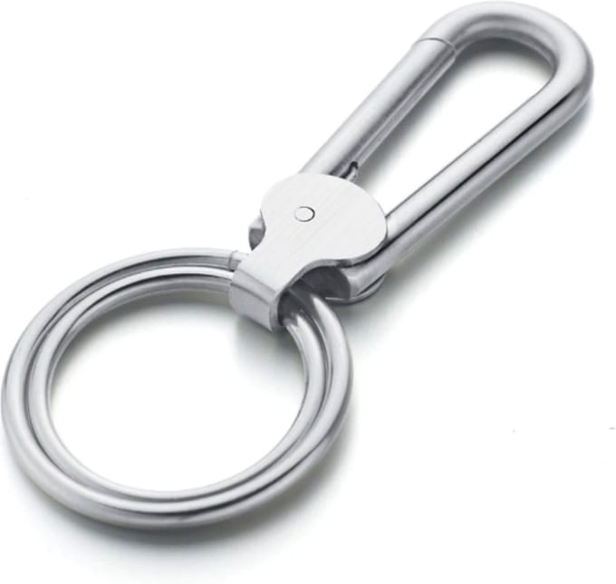 Edelstaal Sleutelhanger Zilverkleurig met Dubbel Ringen