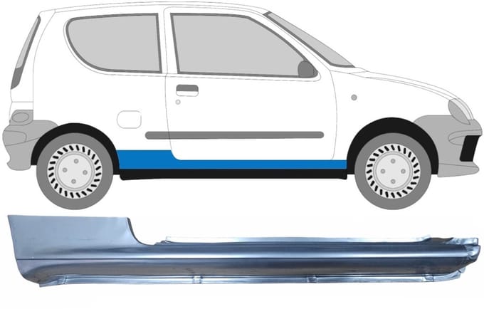 Volledige dorpel voor Fiat Seicento 1998-2010 / Rechts