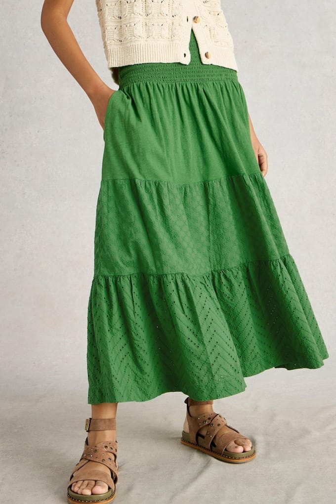 White Stuff Marissa Broderie Maxi Skirt Bright Green Größe: 6 REGULAR | Maxiröcke Outlet | Damen | Grün